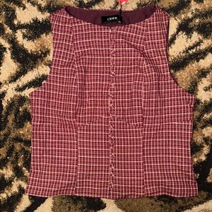 Cider Burgundy Plaid Sleeveless Blouse